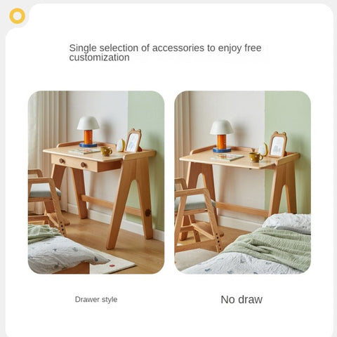 Beech Solid Wood Childrens Study Table Morandi Colors Primary School Desk for Home & Apartment