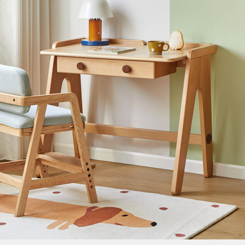 Beech Solid Wood Childrens Study Table Morandi Colors Primary School Desk for Home & Apartment