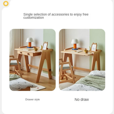 Beech Solid Wood Childrens Desk Pure Study Table Safe Rounded Corners Multiple Color Options