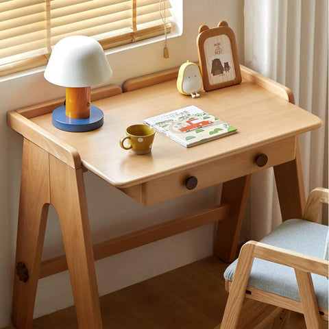 Beech Solid Wood Childrens Desk Pure Study Table Safe Rounded Corners Multiple Color Options