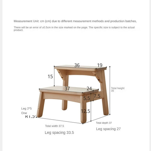 Birch Solid Wood Kids Multifunctional Foot Stool Step & Side Table in Berry Powder & Wizard Green