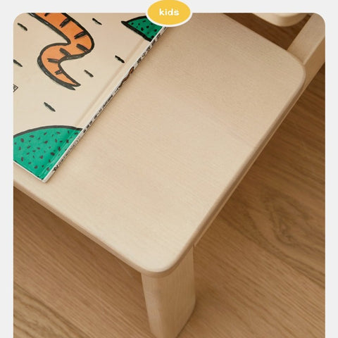 Birch Solid Wood Kids Multifunctional Foot Stool Step & Side Table in Berry Powder & Wizard Green