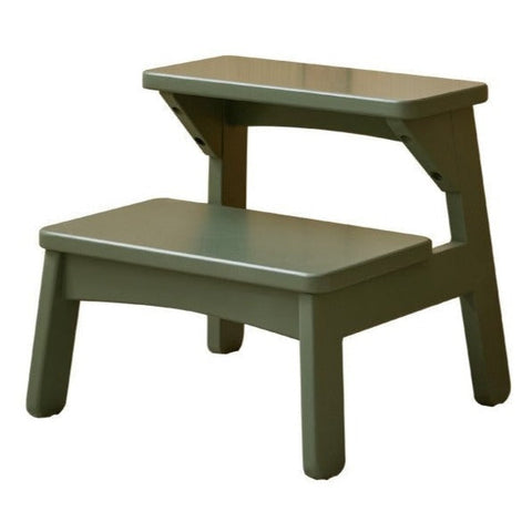 Birch Solid Wood Kids Multifunctional Foot Stool Step & Side Table in Berry Powder & Wizard Green