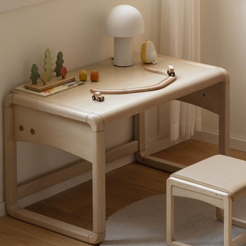 Birch Solid Wood & White Handmade Adjustable Childrens Writing Desk for Study & Play