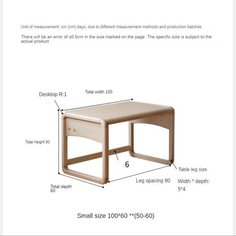 Birch Solid Wood & White Handmade Adjustable Childrens Writing Desk for Study & Play