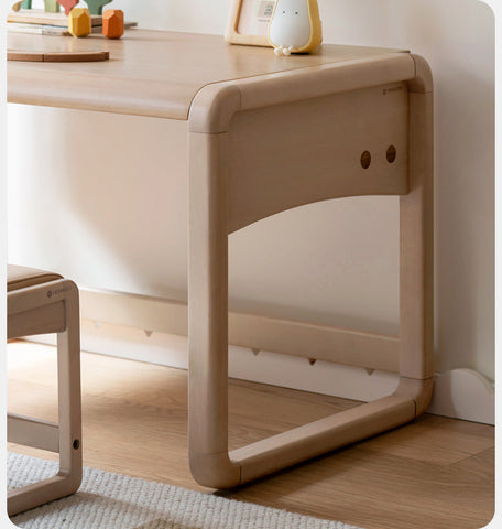 Birch Solid Wood & White Handmade Adjustable Childrens Writing Desk for Study & Play