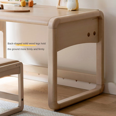 Birch Solid Wood & White Handmade Adjustable Childrens Writing Desk for Study & Play