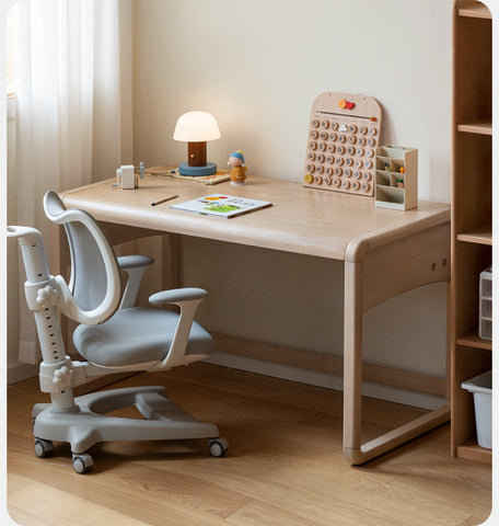 Birch Solid Wood & White Handmade Adjustable Childrens Writing Desk for Study & Play