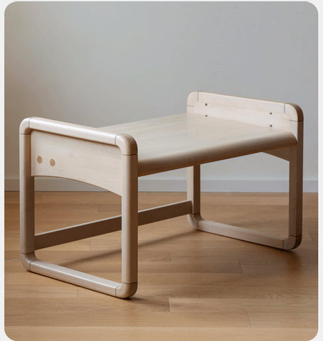 Birch Solid Wood & White Handmade Adjustable Childrens Writing Desk for Study & Play