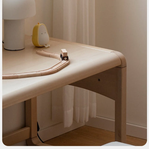 Birch Solid Wood & White Handmade Adjustable Childrens Writing Desk for Study & Play