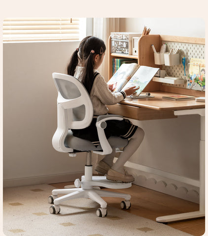 Adjustable Ergonomic Kids Study Chair with Mesh Back Blue Lift Seat for Correct Posture & Comfort