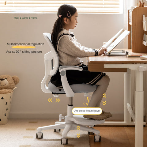 Adjustable Ergonomic Kids Study Chair with Mesh Back Blue Lift Seat for Correct Posture & Comfort