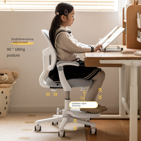 Adjustable Ergonomic Kids Study Chair with Mesh Back Blue Lift Seat for Correct Posture & Comfort