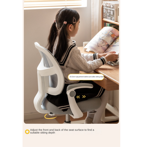 Adjustable Ergonomic Kids Study Chair with Mesh Back Blue Lift Seat for Correct Posture & Comfort