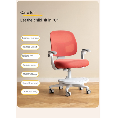 Adjustable Ergonomic Kids Study Chair with Mesh Back Blue Lift Seat for Correct Posture & Comfort