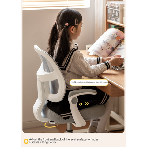 Adjustable Ergonomic Kids Study Chair with Mesh Back Blue Lift Seat for Correct Posture & Comfort