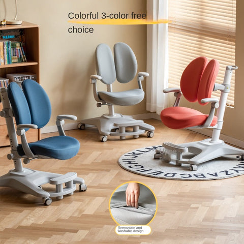 Adjustable Ergonomic Children's Learning Chair with Multi-Dimensional Backrest & Washable Fabric Kids Study Seat in Pink White or Multicolor