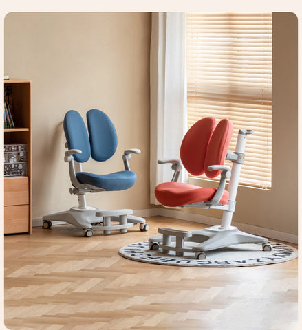 Adjustable Ergonomic Children's Learning Chair with Multi-Dimensional Backrest & Washable Fabric Kids Study Seat in Pink White or Multicolor