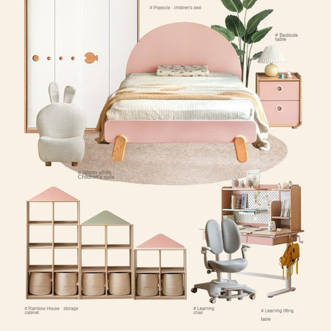 Adjustable Ergonomic Children's Learning Chair with Multi-Dimensional Backrest & Washable Fabric Kids Study Seat in Pink White or Multicolor