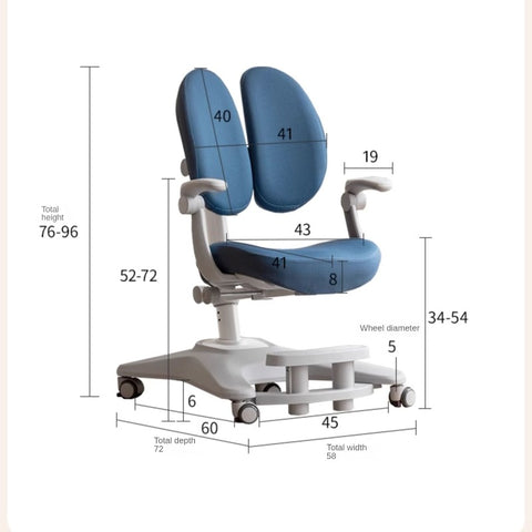 Adjustable Ergonomic Children's Learning Chair with Multi-Dimensional Backrest & Washable Fabric Kids Study Seat in Pink White or Multicolor