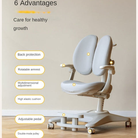 Adjustable Ergonomic Children's Learning Chair with Multi-Dimensional Backrest & Washable Fabric Kids Study Seat in Pink White or Multicolor