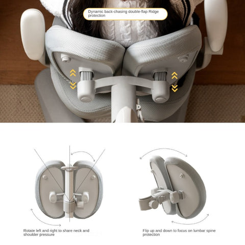 Adjustable Ergonomic Children's Learning Chair with Multi-Dimensional Backrest & Washable Fabric Kids Study Seat in Pink White or Multicolor
