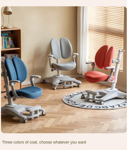 Adjustable Ergonomic Children's Learning Chair with Multi-Dimensional Backrest & Washable Fabric Kids Study Seat in Pink White or Multicolor