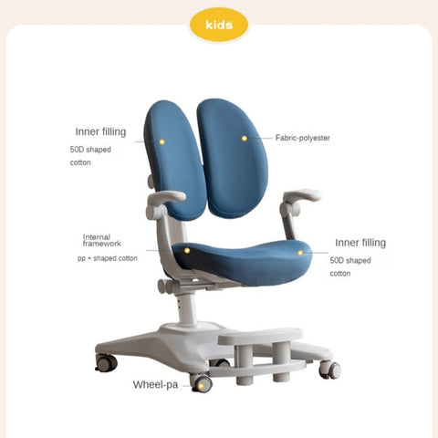 Adjustable Ergonomic Children's Learning Chair with Multi-Dimensional Backrest & Washable Fabric Kids Study Seat in Pink White or Multicolor