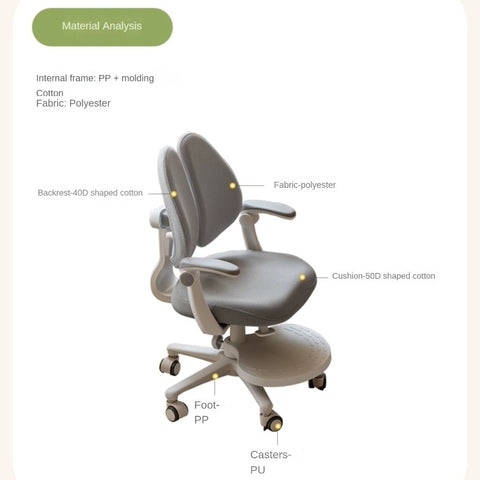 Children's Lift Adjustable Ergonomic Mesh Chair for Study & Writing Removable Washable Cover Watermelon Red Elf Gray Bean Paste Green