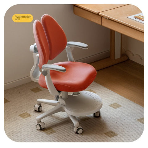 Children's Lift Adjustable Ergonomic Mesh Chair for Study & Writing Removable Washable Cover Watermelon Red Elf Gray Bean Paste Green