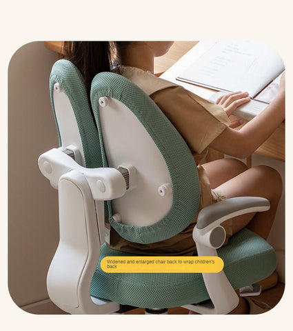 Children's Lift Adjustable Ergonomic Mesh Chair for Study & Writing Removable Washable Cover Watermelon Red Elf Gray Bean Paste Green