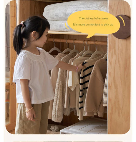 Oak Solid Wood Kids Sliding Door Wardrobe