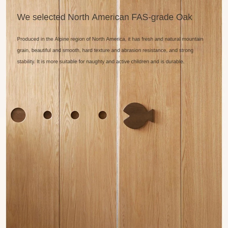 Oak Solid Wood Kids Sliding Door Wardrobe