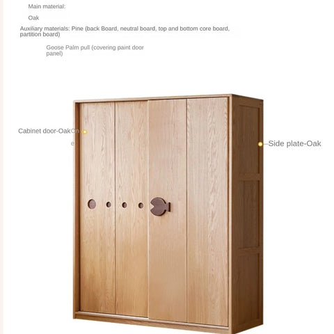 Oak Solid Wood Kids Sliding Door Wardrobe