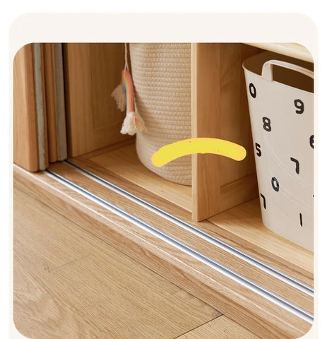 Oak Solid Wood Kids Sliding Door Wardrobe