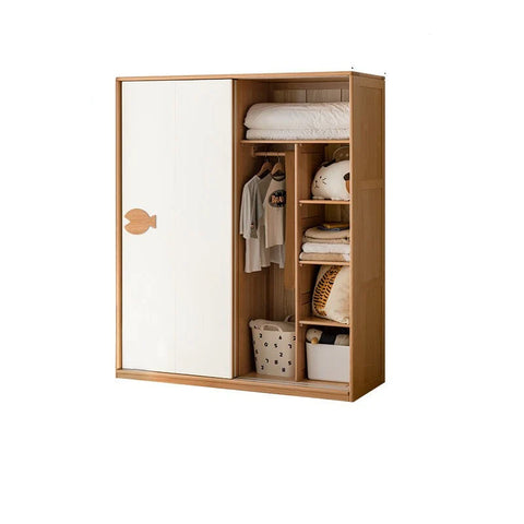 Oak Solid Wood Kids Sliding Door Wardrobe