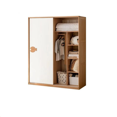 Oak Solid Wood Kids Sliding Door Wardrobe