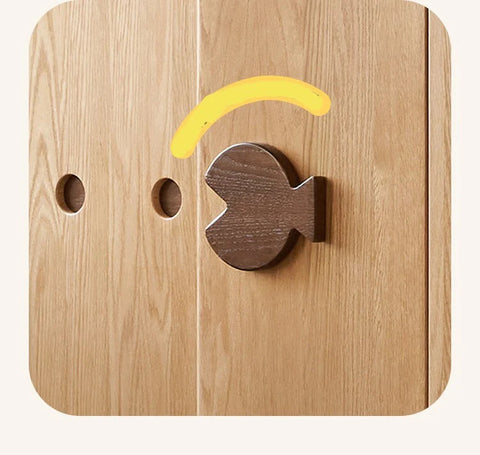 Oak Solid Wood Kids Sliding Door Wardrobe
