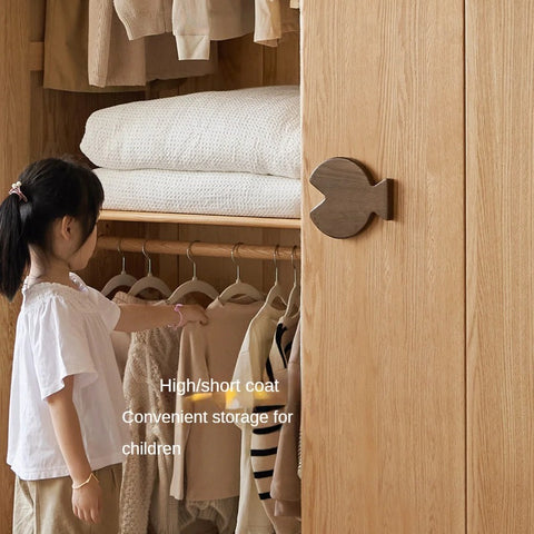 Oak Solid Wood Kids Sliding Door Wardrobe