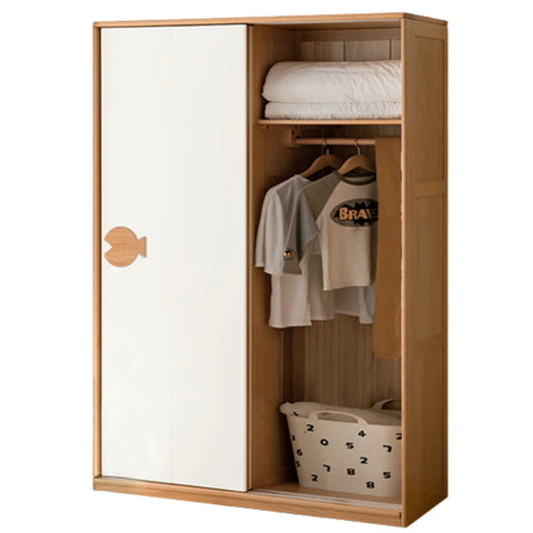 Oak Solid Wood Kids Sliding Door Wardrobe