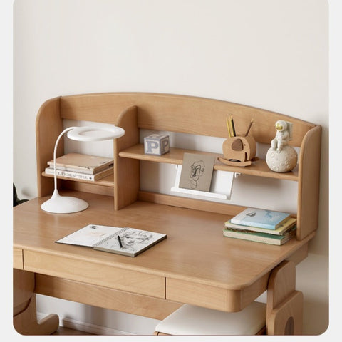 Oak & Beech Solid Wood Multi Layer Desktop Bookshelf Organizer for Kids Study Table Natural Finish