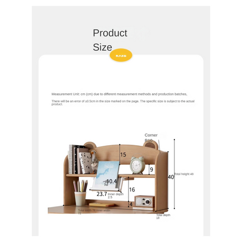 Oak & Beech Solid Wood Multi Layer Desktop Bookshelf Organizer for Kids Study Table Natural Finish