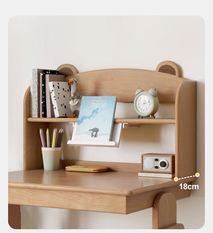 Oak & Beech Solid Wood Multi Layer Desktop Bookshelf Organizer for Kids Study Table Natural Finish