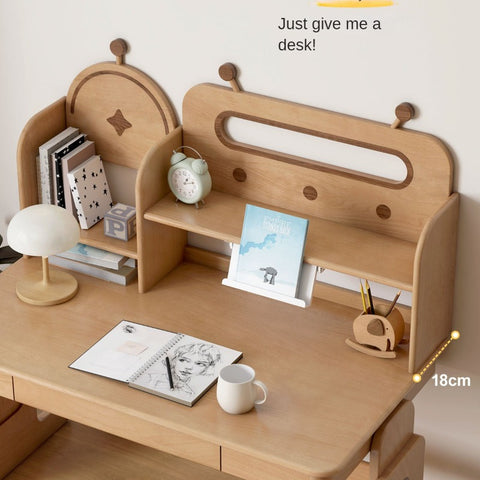 Oak & Beech Solid Wood Multi Layer Desktop Bookshelf Organizer for Kids Study Table Natural Finish