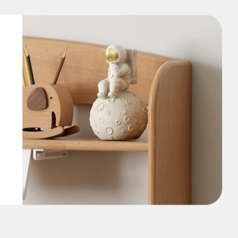 Oak & Beech Solid Wood Multi Layer Desktop Bookshelf Organizer for Kids Study Table Natural Finish