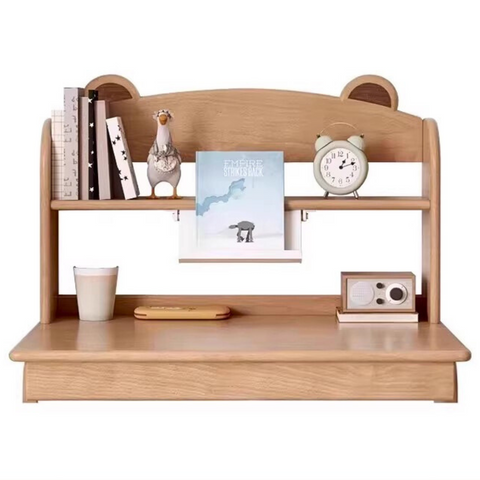 Oak & Beech Solid Wood Multi Layer Desktop Bookshelf Organizer for Kids Study Table Natural Finish