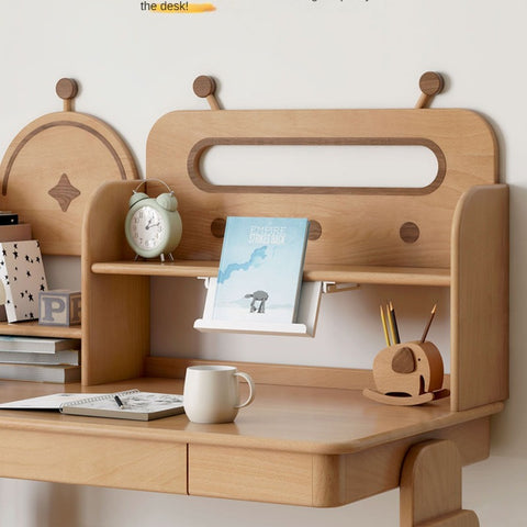 Oak & Beech Solid Wood Multi Layer Desktop Bookshelf Organizer for Kids Study Table Natural Finish