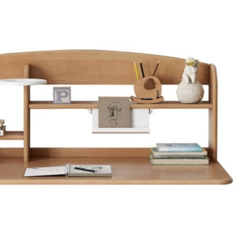 Oak & Beech Solid Wood Multi Layer Desktop Bookshelf Organizer for Kids Study Table Natural Finish