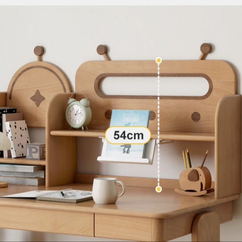 Oak & Beech Solid Wood Multi Layer Desktop Bookshelf Organizer for Kids Study Table Natural Finish