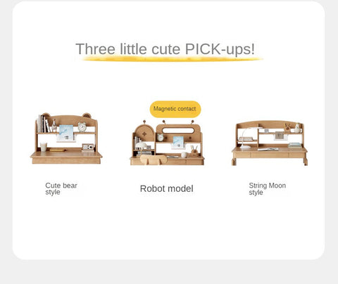 Oak & Beech Solid Wood Multi Layer Desktop Bookshelf Organizer for Kids Study Table Natural Finish